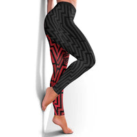 Basketball New Zealand Leggings Red Maori Ta Moko Indigenous - Polynesian Pride