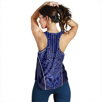 Basketball New Zealand Women Racerback Tank Blue Maori Ta Moko Indigenous - Polynesian Pride
