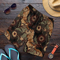 Batik Pedalaman Semen Lereng Style Shorts for Men Indonesian Traditional Pattern LT01 Black - Polynesian Pride
