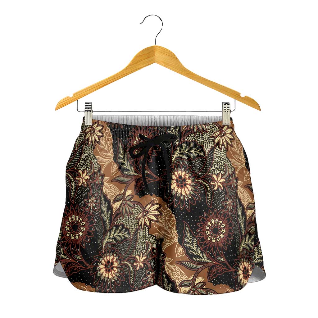 Batik Pedalaman Semen Lereng Style Shorts for Women Indonesian Traditional Pattern LT01 - Polynesian Pride