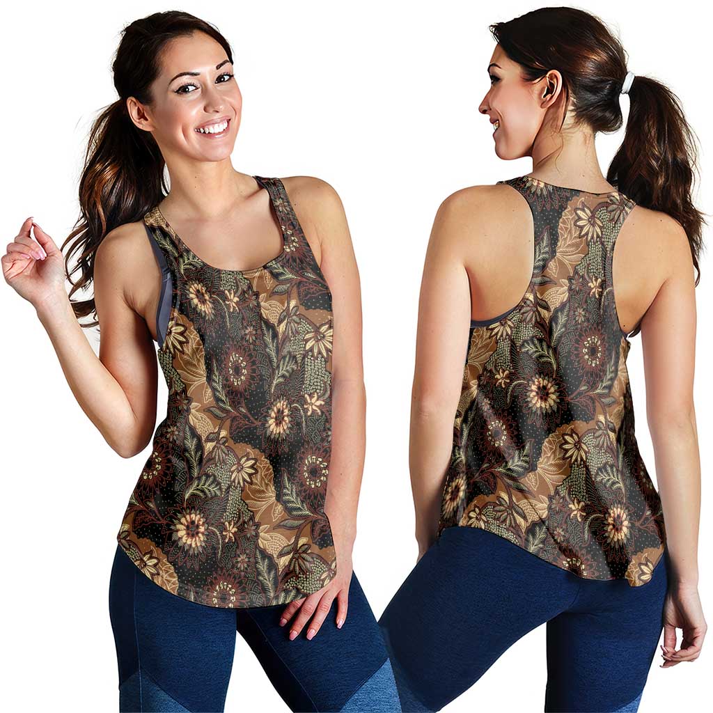 Batik Pedalaman Semen Lereng Style Women Racerback Tank Indonesian Traditional Pattern LT01 - Polynesian Pride