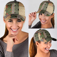 Beige Aotearoa Kowhaiwhai Pattern Classic Cap NZ Maori Quilt Style - Polynesian Pride