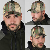 Beige Aotearoa Kowhaiwhai Pattern Classic Cap NZ Maori Quilt Style - Polynesian Pride