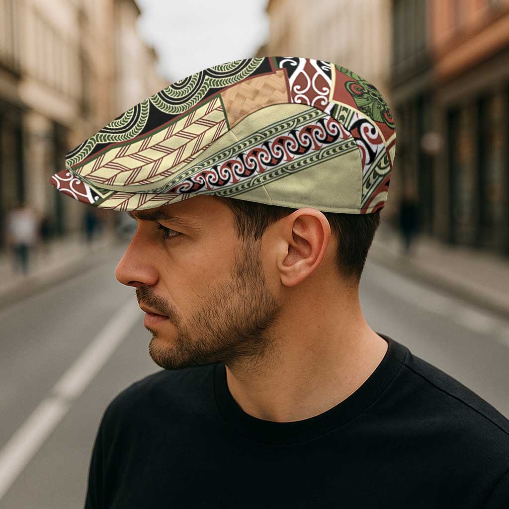 Beige Aotearoa Kowhaiwhai Pattern Jeff Hat NZ Maori Quilt Style - Polynesian Pride