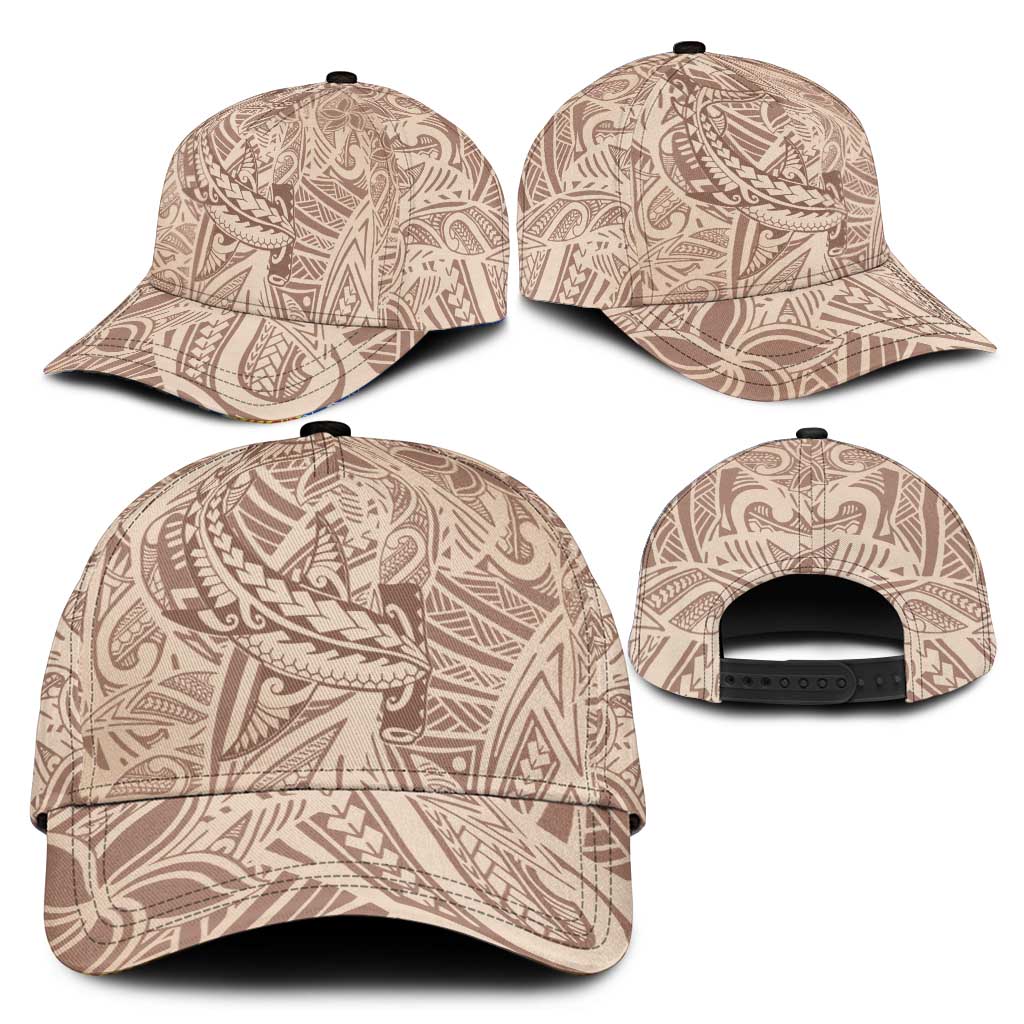 Beige Gradient Polynesia Classic Cap Hawaiian Tribal Hammerhead Shark Tattoo LT14