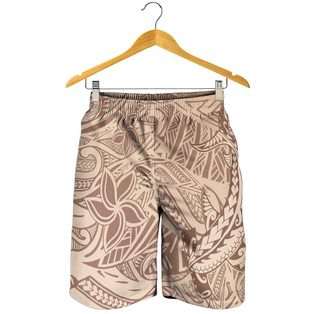 Beige Gradient Polynesia Shorts for Men Hawaiian Tribal Hammerhead Shark Tattoo - Polynesian Pride