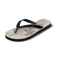 Beige Hawaii Flip Flops Hammerhead Shark Tattoo Curve Polynesian - Polynesian Pride