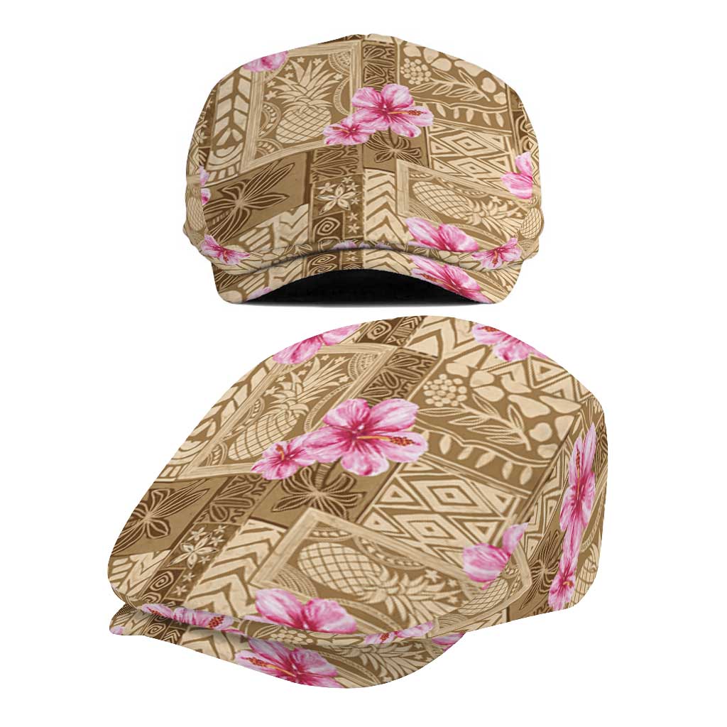 Beige Hawaii Hibiscus Tropical Flowers Motifs Jeff Hat - Polynesian Pride