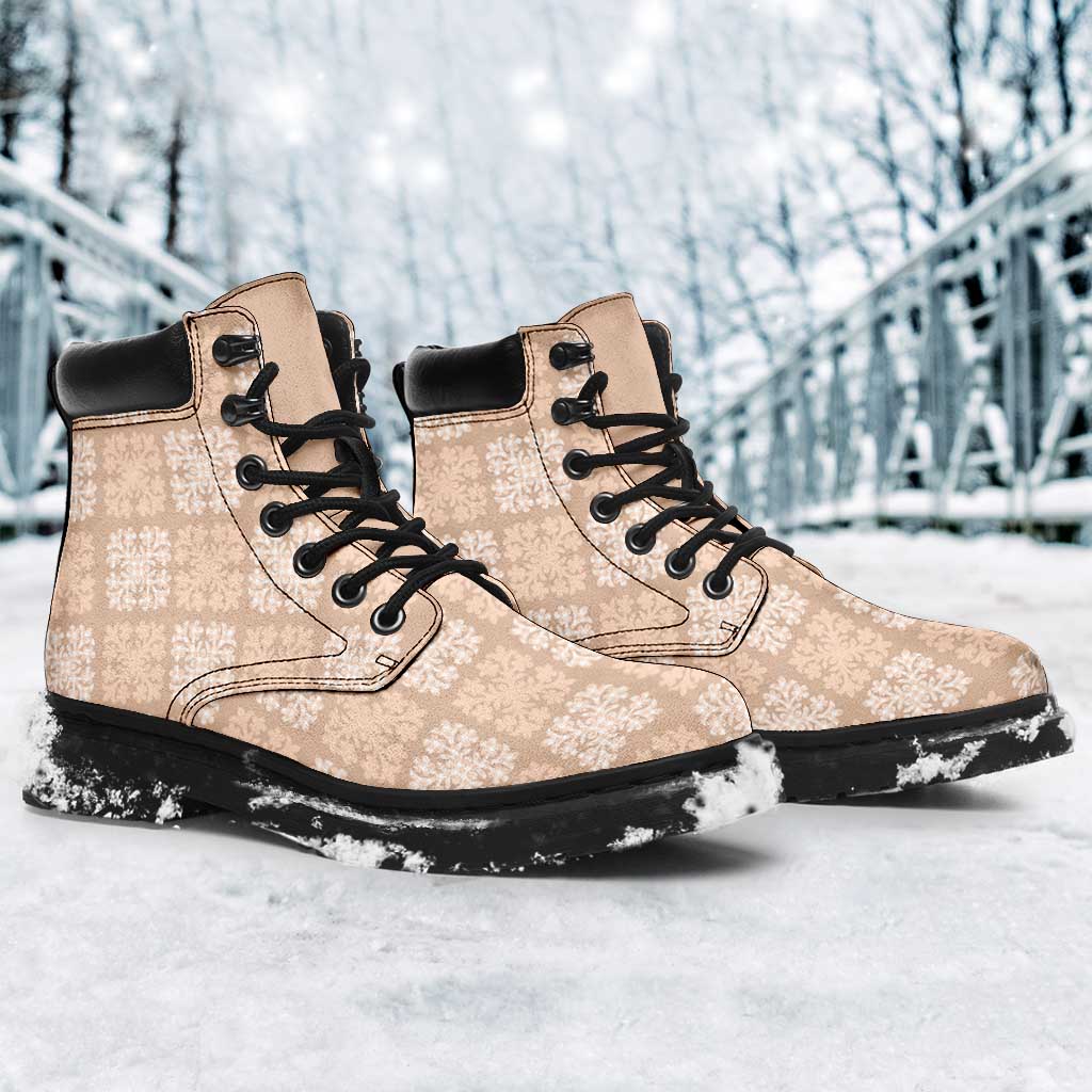 Beige Palaka Quilt Hawaii All Season Boots Traditional Hawaii-plaid Pattern - Polynesian Pride