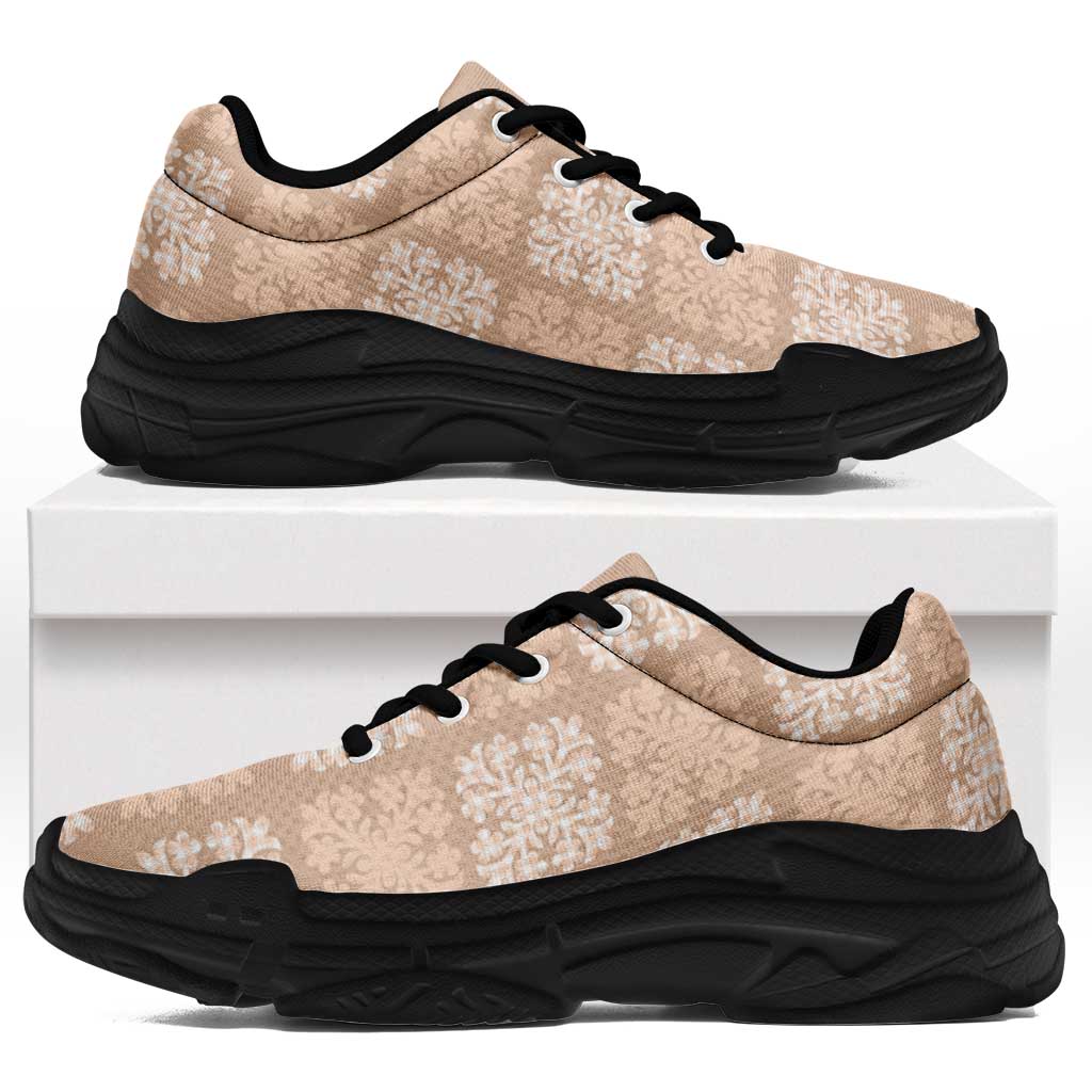 Beige Palaka Quilt Hawaii Chunky Sneakers Traditional Hawaii-plaid Pattern - Polynesian Pride