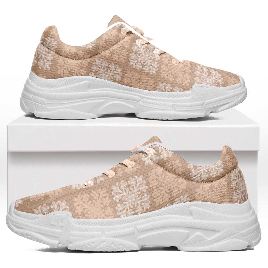 Beige Palaka Quilt Hawaii Chunky Sneakers Traditional Hawaii-plaid Pattern - Polynesian Pride