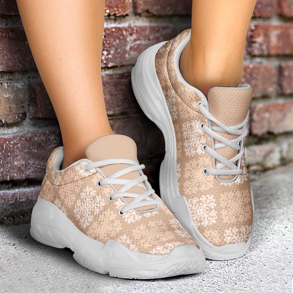 Beige Palaka Quilt Hawaii Chunky Sneakers Traditional Hawaii-plaid Pattern - Polynesian Pride