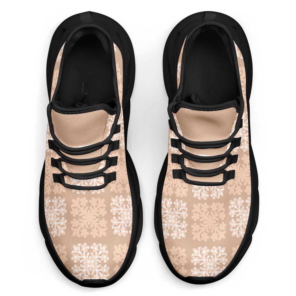 Beige Palaka Quilt Hawaii Clunky Sneakers Traditional Hawaii-plaid Pattern - Polynesian Pride