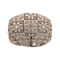 Beige Palaka Quilt Hawaii Jeff Hat Hawaiian Tropical Monstera Sea Turtle