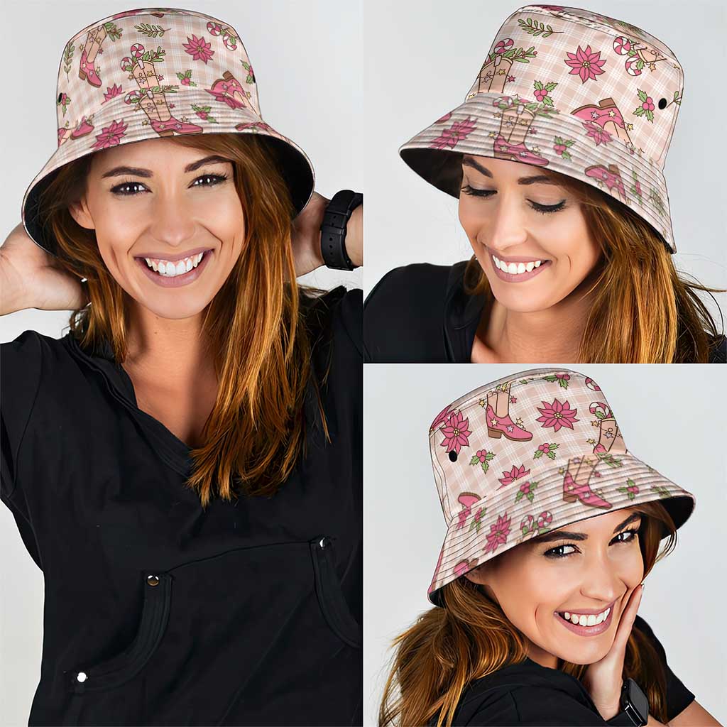 Beige Paniolo Palaka Hawaiian Cowgirl Christmas Bucket Hat - Polynesian Pride