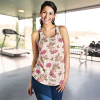 Beige Paniolo Palaka Hawaiian Cowgirl Christmas Women Racerback Tank - Polynesian Pride