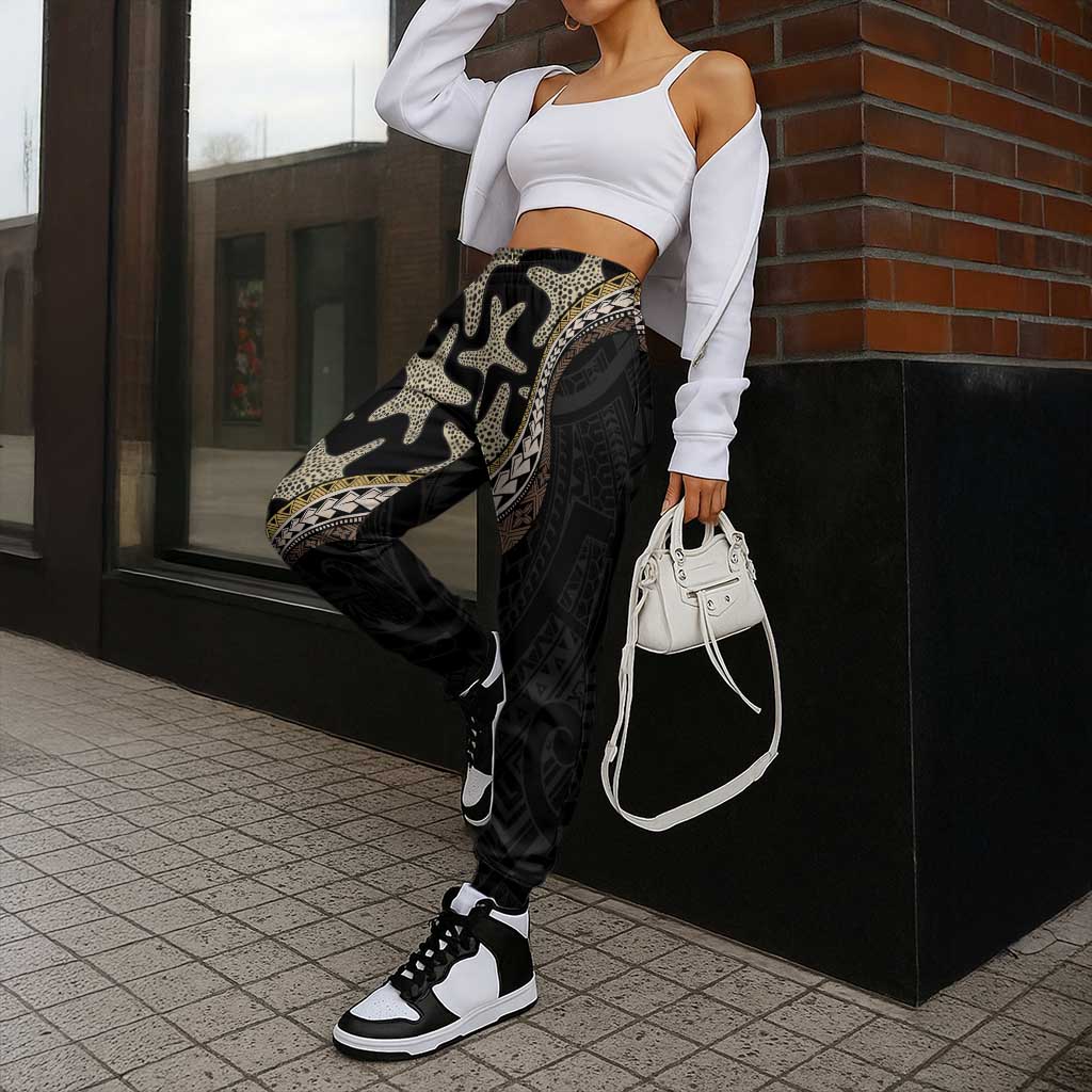 Beige Polynesian Starfish Unique Pattern Jogger Pants
