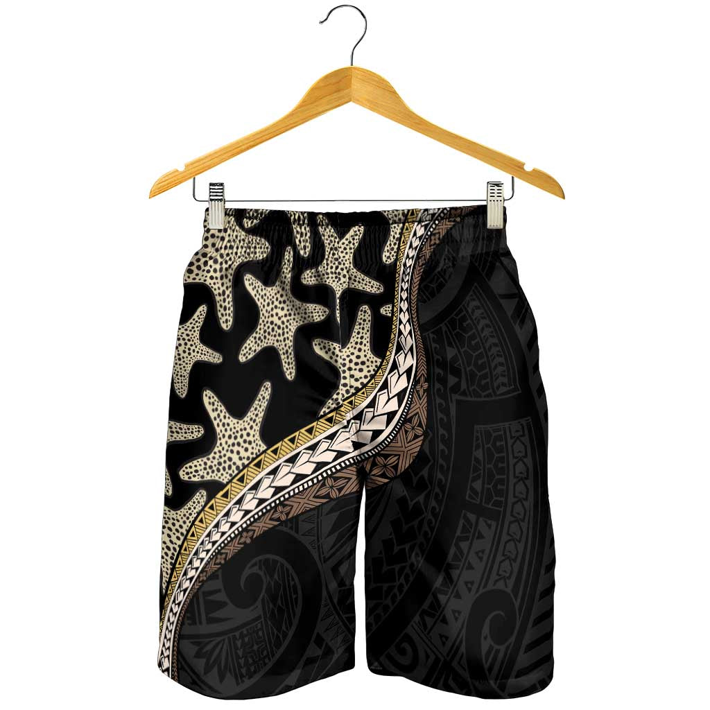 Beige Polynesian Starfish Unique Pattern Shorts for Men