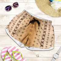 Beige Samoa Malu Tattoo Inspired Shorts for Women