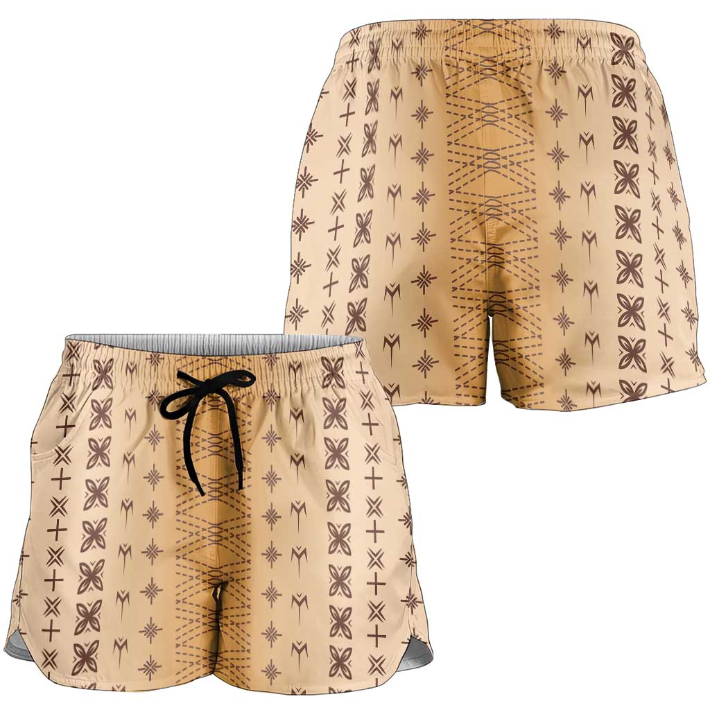 Beige Samoa Malu Tattoo Inspired Shorts for Women