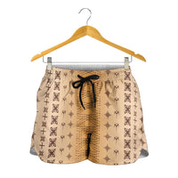 Beige Samoa Malu Tattoo Inspired Shorts for Women