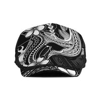 Black Aloha Hawaii Jeff Hat Polynesian Shark Tattoo With Plumeria LT14 Black - Polynesian Pride