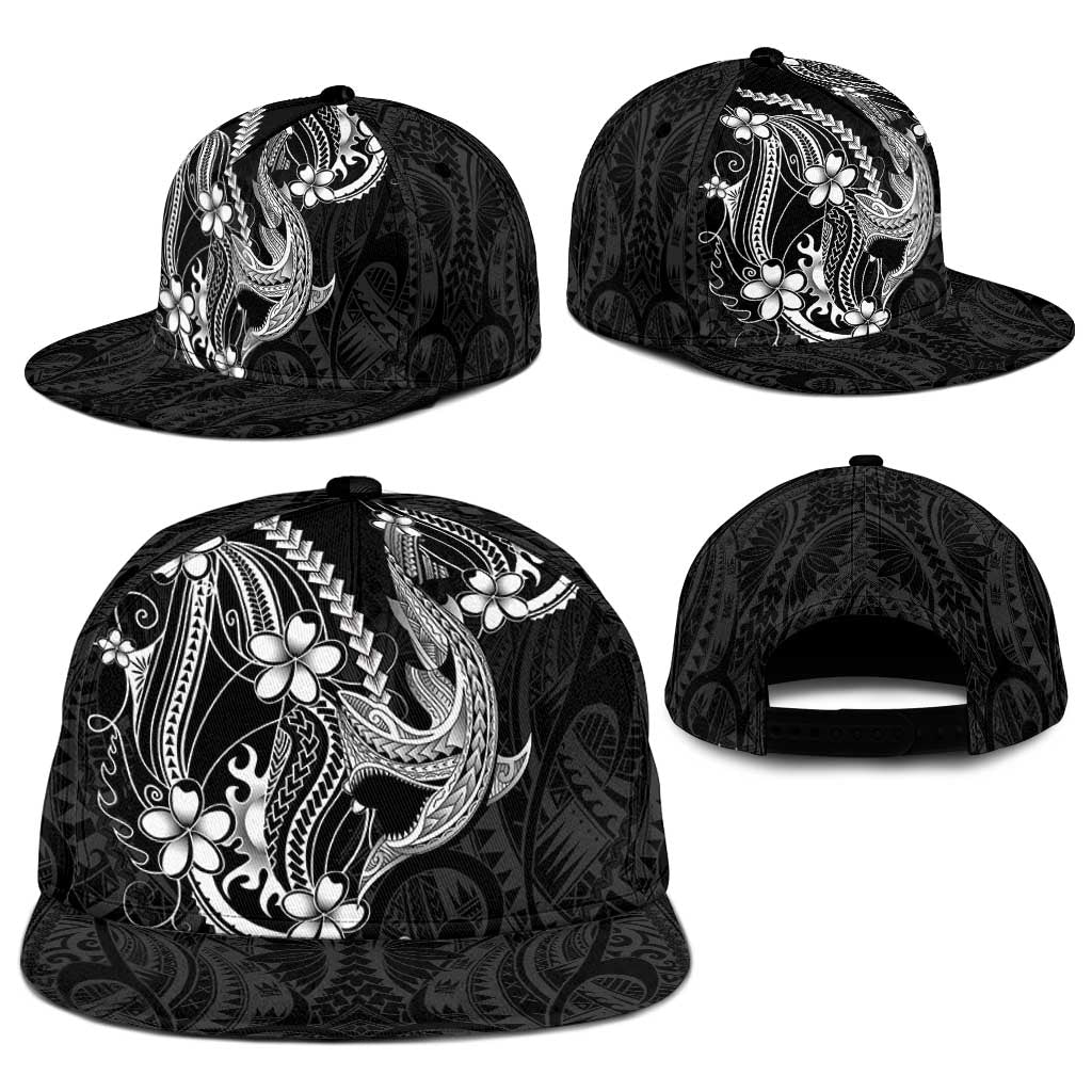 Black Aloha Hawaii Snapback Cap Polynesian Shark Tattoo With Plumeria LT14 - Polynesian Pride