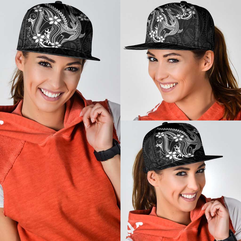 Black Aloha Hawaii Snapback Cap Polynesian Shark Tattoo With Plumeria LT14 - Polynesian Pride