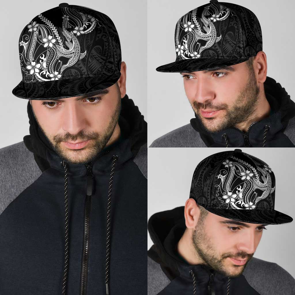 Black Aloha Hawaii Snapback Cap Polynesian Shark Tattoo With Plumeria LT14 - Polynesian Pride