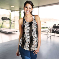 Black and Beige Hawaii Shell Lei Women Racerback Tank Hawaiian Sunrise Shell Hebrew Cone Plumeria LT14 - Polynesian Pride