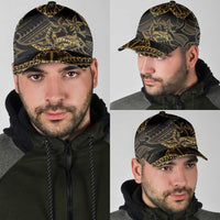 Black and Gold Polynesia Classic Cap Plumeria Tattoo With Polynesian Pattern - Polynesian Pride