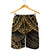 Black and Gold Polynesia Shorts for Men Plumeria Tattoo With Polynesian Pattern - Polynesian Pride