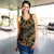 Black and Gold Polynesia Women Racerback Tank Plumeria Tattoo With Polynesian Pattern - Polynesian Pride