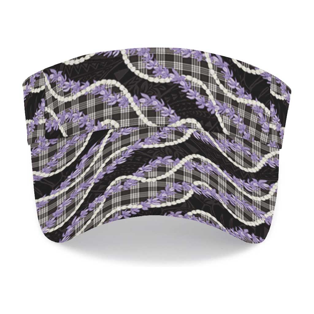 Black Hawaii Palaka Honohono Pikake Sun Visor Cap Hawaiian Orchid Lei Polynesian Pattern