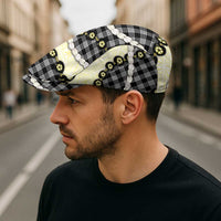 Black Palaka Hawaii Jeff Hat Kukui Nut Pikake Lei Hawaiian Tapa Pattern LT14 - Polynesian Pride