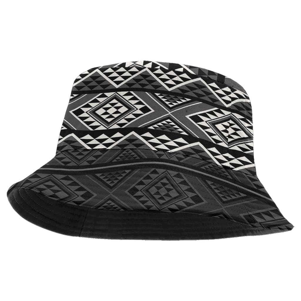 Black Taniko Aotearoa Bucket Hat Niho Taniwha Mix Poutama - Polynesian Pride