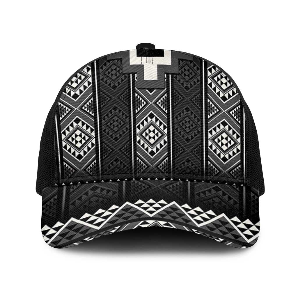 Black Taniko Aotearoa Mesh Trucker Cap Niho Taniwha Mix Poutama - Polynesian Pride