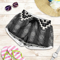 Black Taniko Aotearoa Shorts for Women Niho Taniwha Mix Poutama