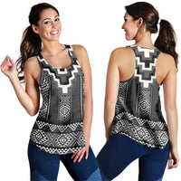 Black Taniko Aotearoa Women Racerback Tank Niho Taniwha Mix Poutama LT14 - Polynesian Pride
