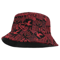 Black Tonga Kilisimasi Fiefia Bucket Hat Pacific Patchwork Xmas Vibes - Polynesian Pride