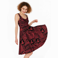 Black Tonga Kilisimasi Fiefia Midi Dress Pacific Patchwork Xmas Vibes - Polynesian Pride