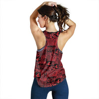 Black Tonga Kilisimasi Fiefia Women Racerback Tank Pacific Patchwork Xmas Vibes - Polynesian Pride