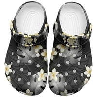 Black Tropical Hawaii Clogs Shoes Seamless Monstera Plumeria Hawaiian Pattern - Polynesian Pride