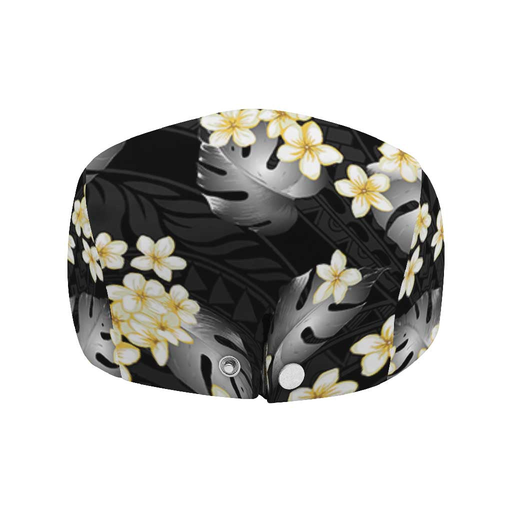 Black Tropical Hawaii Jeff Hat Seamless Monstera Plumeria Hawaiian Pattern - Polynesian Pride