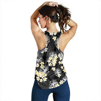 Black Tropical Hawaii Women Racerback Tank Seamless Monstera Plumeria Hawaiian Pattern LT14 - Polynesian Pride