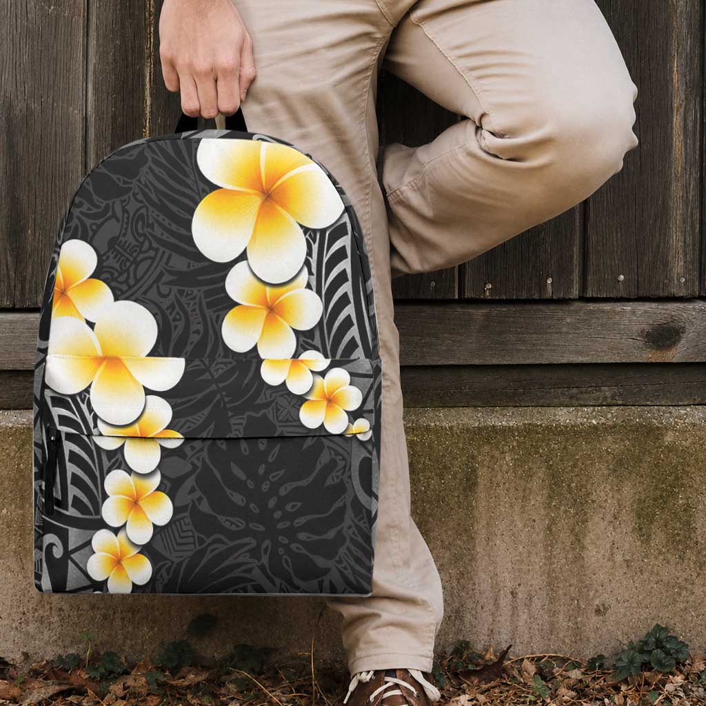 Black Tropical Plumeria With Galaxy Polynesian Art Backpack LT14 - Polynesian Pride