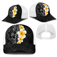 Black Tropical Plumeria With Galaxy Polynesian Art Mesh Trucker Cap - Polynesian Pride