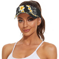 Black Tropical Plumeria With Galaxy Polynesian Art Sun Visor Cap