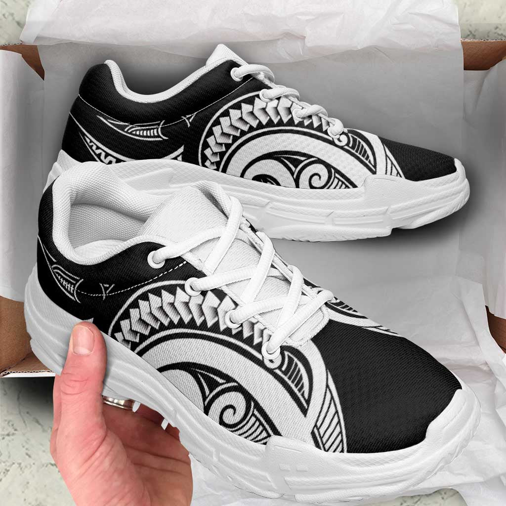 Black White New Zealand Puhoro Ta Moko Chunky Sneakers