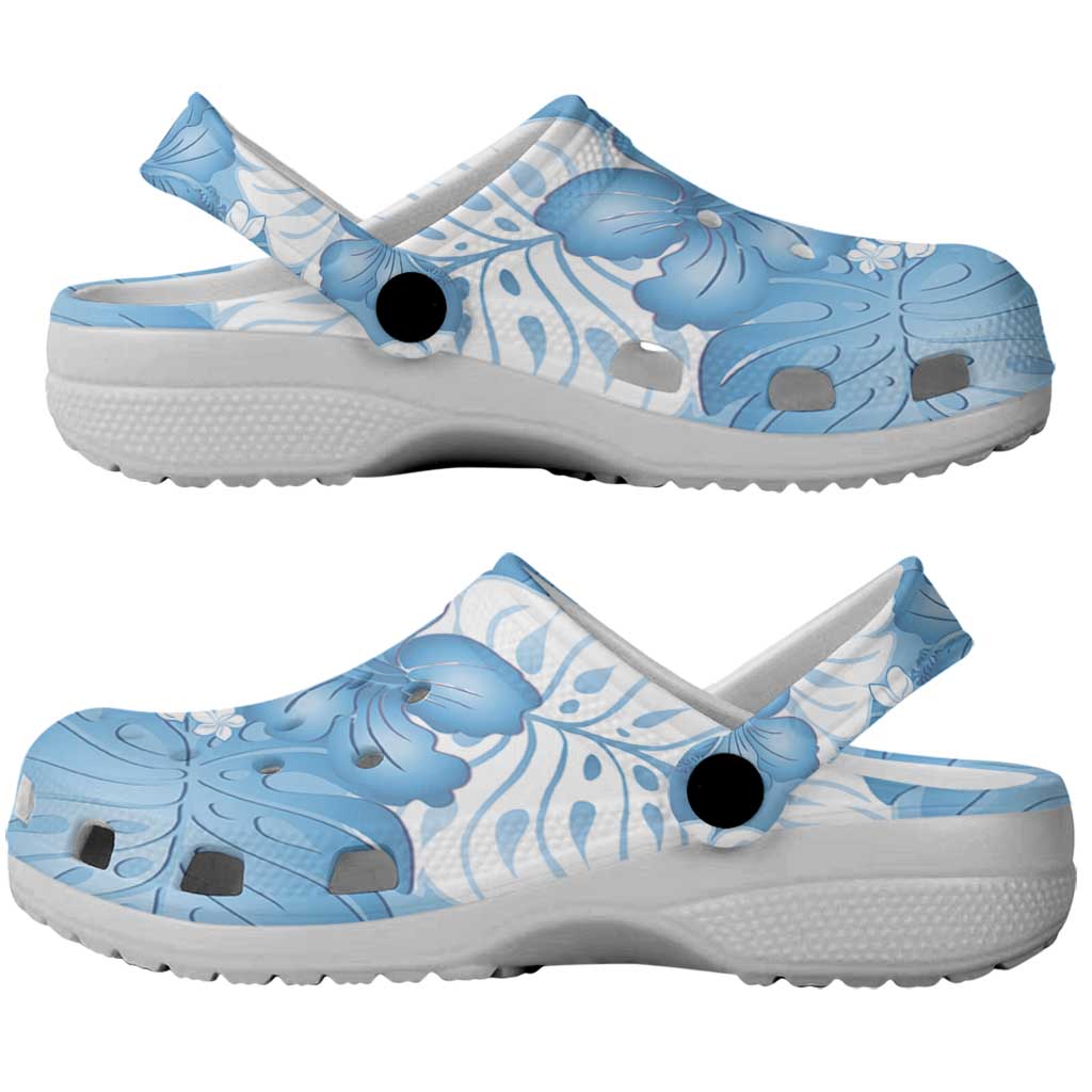 Blue Aloha Hawaii Clogs Shoes Monstera Hibiscus Plumeria Seamless Vibes - Polynesian Pride
